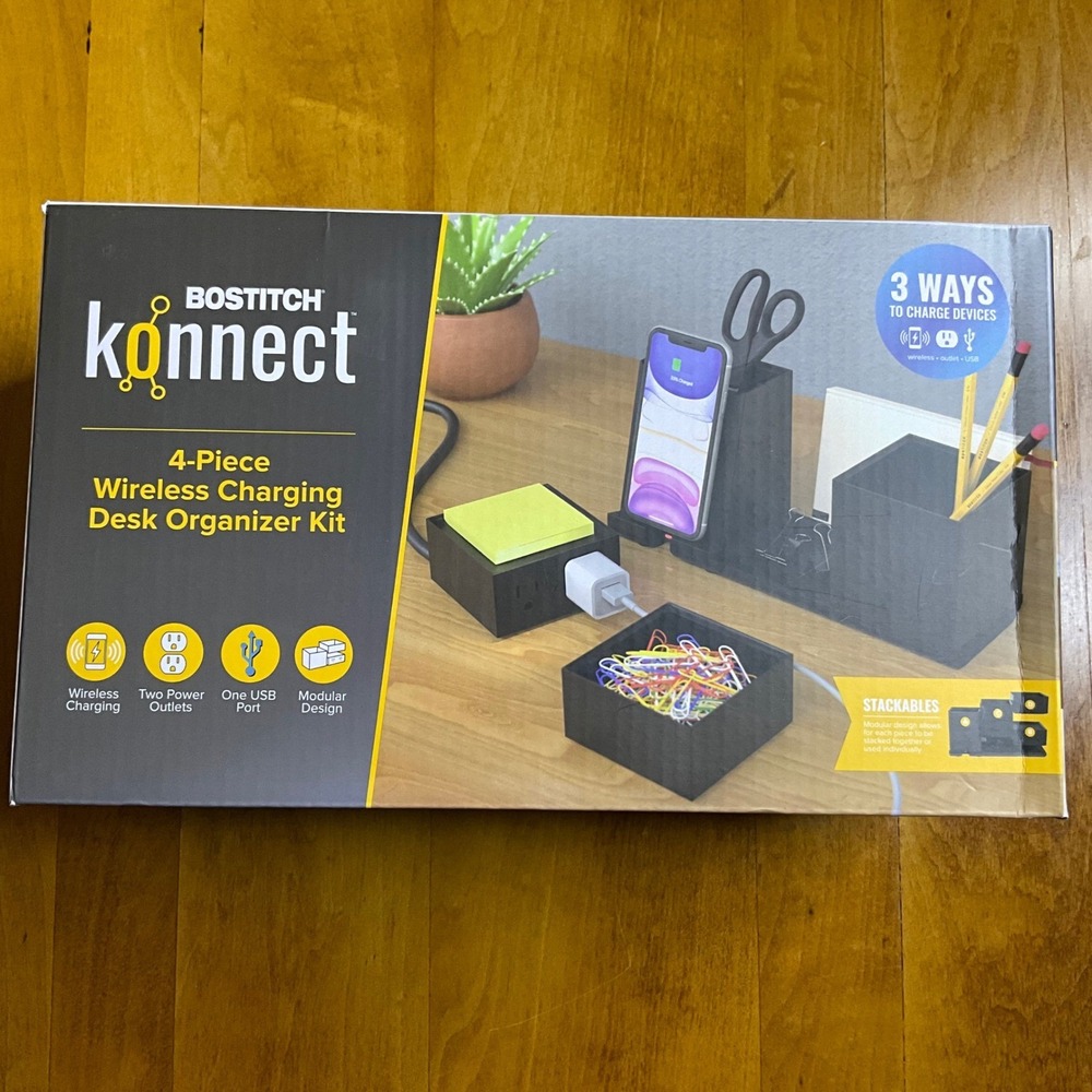 Bostitch Konnect 4 Piece‎ Wireless Charging Desk Organizer Stackable